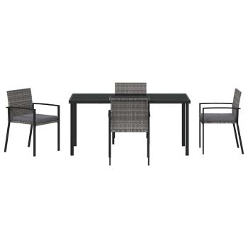 5-teilige Garten Essgruppe Grau Poly Rattan
