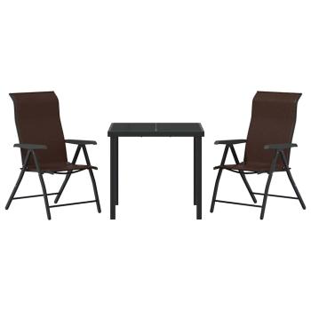 3-teiliges Garten-Esstisch-Set in Braun aus Poly-Rattan