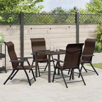 5-teiliges Garten-Esszimmer-Set Braunes Poly-Rattan