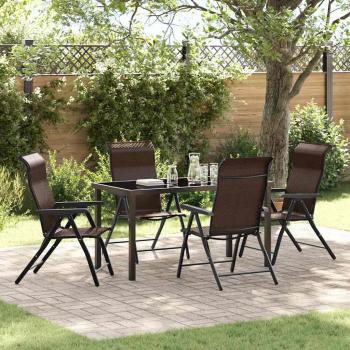 ARDEBO.de - 5-teiliges Garten-Essset Braun Poly-Rattan