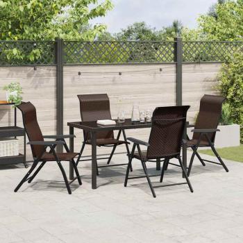 5-teiliges Garten-Essset Braun Poly-Rattan