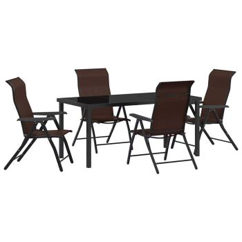 5-teiliges Garten-Esszimmer-Set Braun Poly-Rattan