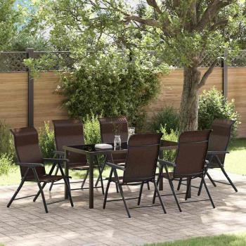 ARDEBO.de - 7-teiliges Garten-Esszimmer-Set Braun Poly-Rattan
