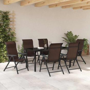 7-teiliges Garten-Esszimmer-Set Braun Poly-Rattan