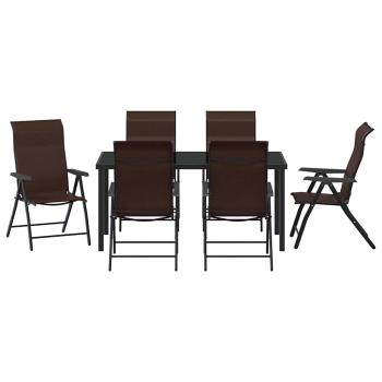 7-teiliges Garten-Esszimmer-Set Braun Poly-Rattan