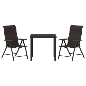 3-teiliges Garten-Dining-Set Schwarz Poly-Rattan