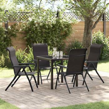 ARDEBO.de - 5-teiliges Garten-Esstischset Schwarz Poly Rattan