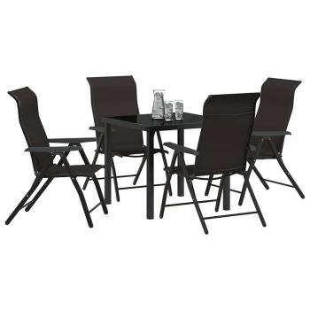5-teiliges Garten-Esstischset Schwarz Poly Rattan
