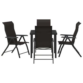 5-teiliges Garten-Esstischset Schwarz Poly Rattan