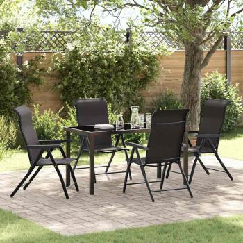 ARDEBO.de - 5-teiliges Garten-Ess-Set Schwarz Poly-Rattan