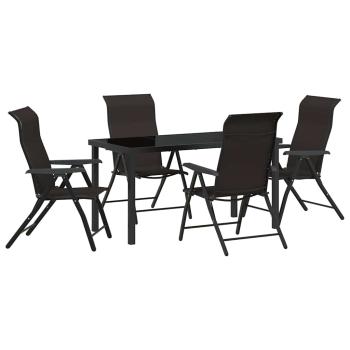 5-teiliges Garten-Ess-Set Schwarz Poly-Rattan