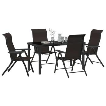 5-teiliges Garten-Ess-Set Schwarz Poly-Rattan