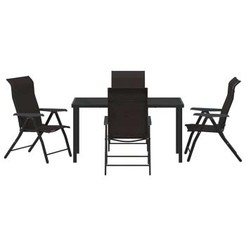 5-teiliges Garten-Ess-Set Schwarz Poly-Rattan
