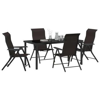 5-teiliges Garten-Ess-Set Schwarz Poly-Rattan