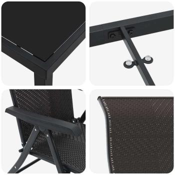 7-teiliges Garten-Ess-Set Schwarz Poly-Rattan