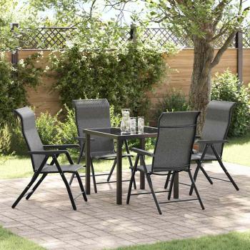 ARDEBO.de - 5-teiliges Garten-Dining-Set Grau Poly-Rattan