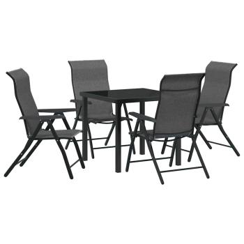 5-teiliges Garten-Dining-Set Grau Poly-Rattan
