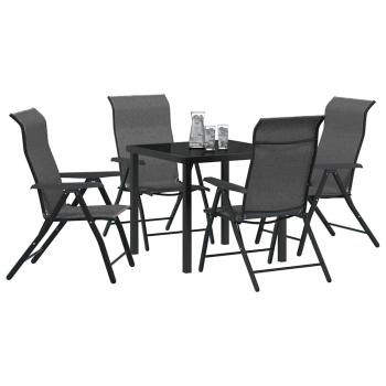 5-teiliges Garten-Dining-Set Grau Poly-Rattan