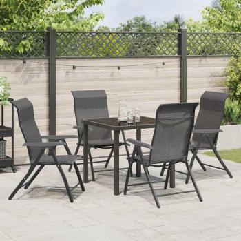 5-teiliges Garten-Dining-Set Grau Poly-Rattan