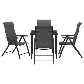 5-teiliges Garten-Dining-Set Grau Poly-Rattan