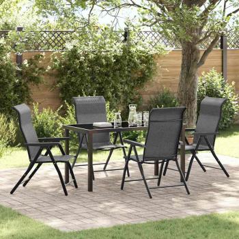 ARDEBO.de - 5-teiliges Garten-Dining-Set Grau Poly-Rattan