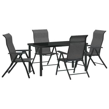5-teiliges Garten-Dining-Set Grau Poly-Rattan