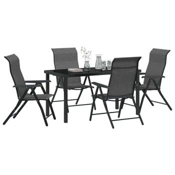 5-teiliges Garten-Dining-Set Grau Poly-Rattan
