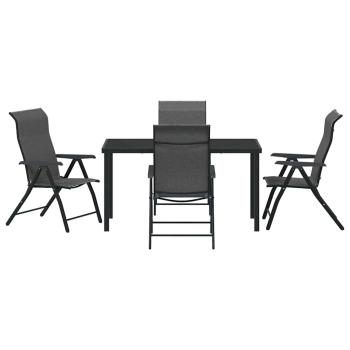 5-teiliges Garten-Dining-Set Grau Poly-Rattan