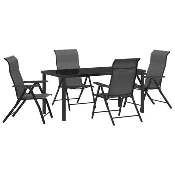 5-teiliges Garten-Esstisch-Set Grau Poly-Rattan