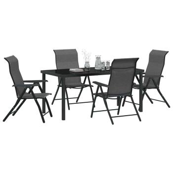 5-teiliges Garten-Esstisch-Set Grau Poly-Rattan