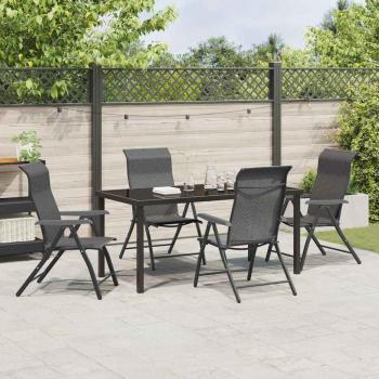 5-teiliges Garten-Esstisch-Set Grau Poly-Rattan