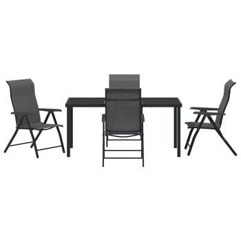 5-teiliges Garten-Esstisch-Set Grau Poly-Rattan