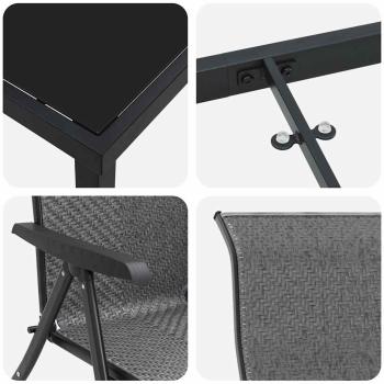 5-teiliges Garten-Esstisch-Set Grau Poly-Rattan