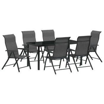 7-teiliges Garten-Esszimmer-Set Grau Poly-Rattan