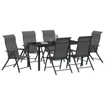 7-teiliges Garten-Esszimmer-Set Grau Poly-Rattan
