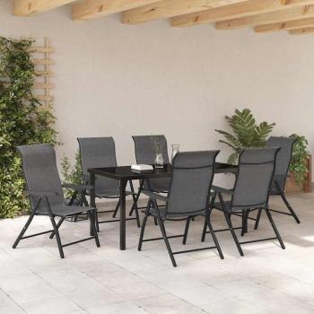 7-teiliges Garten-Esszimmer-Set Grau Poly-Rattan