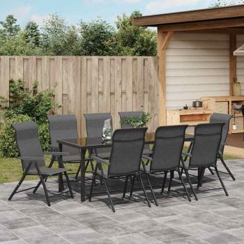 ARDEBO.de - 9-teiliges Garten-Essset Grau Poly-Rattan