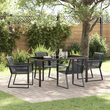 ARDEBO.de - 5-teiliges Garten Essgruppe Schwarz Poly-Rattan