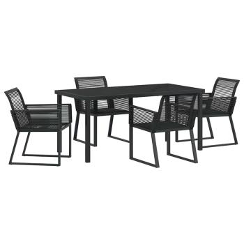 5-teiliges Garten Essgruppe Schwarz Poly-Rattan