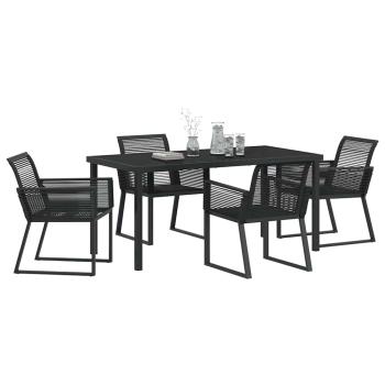 5-teiliges Garten Essgruppe Schwarz Poly-Rattan