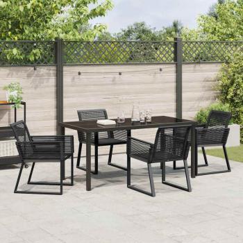 5-teiliges Garten Essgruppe Schwarz Poly-Rattan
