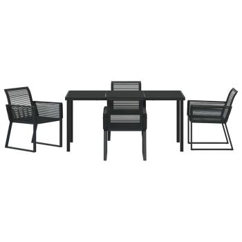 5-teiliges Garten Essgruppe Schwarz Poly-Rattan