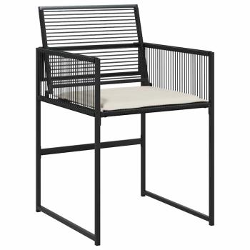 5-teiliges Garten-Esszimmer-Set mit Kissen - Schwarzer Poly-Rattan