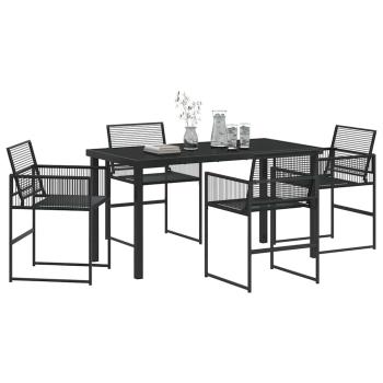 5-teiliges Garten-Ess-Set Schwarzes Poly-Rattan