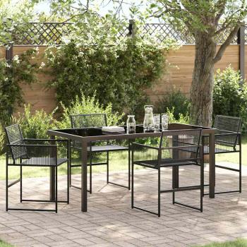 ARDEBO.de - 5-teiliges Garten-Essmöbelset Schwarz Poly-Rattan