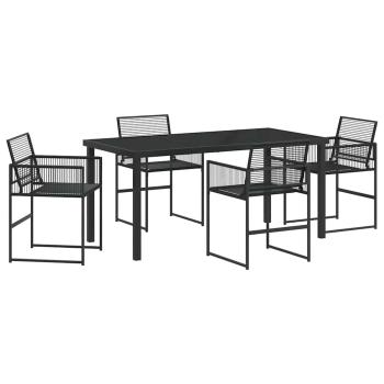 5-teiliges Garten-Essmöbelset Schwarz Poly-Rattan