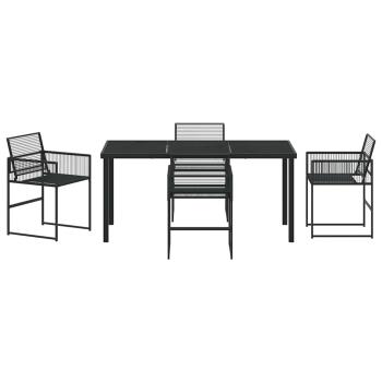 5-teiliges Garten-Essmöbelset Schwarz Poly-Rattan