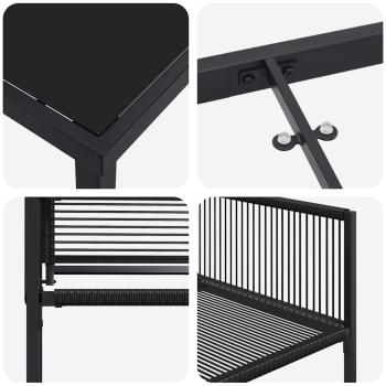 5-teiliges Garten-Essmöbelset Schwarz Poly-Rattan