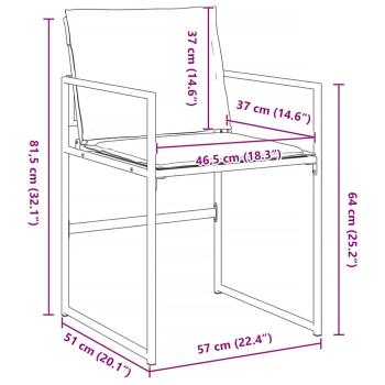 5-teiliges Garten-Esszimmer-Set mit Kissen in Weiß, Textilene und Stahl