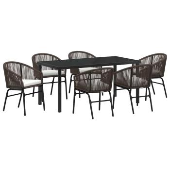 7-teiliges Garten-Essgruppe Braun Poly Rattan